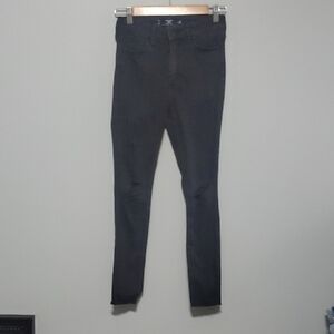 Hollister Jeans Womens Size 3 Black Skinny Jeans Crop High Rise Frayed-hem